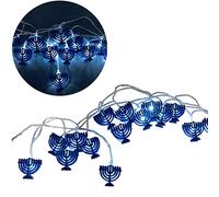 ZHDOKA Hanukkah Decorazione Menorah Dreidel Stringa di luci, 1,5 m 10 LED Hanukkah Luci decorative per ebraismo ebraico Hanukkah Chanukah Pasqua Shabbat Ornamento Decor