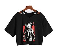 zhedu Anime Kamado Nezuko T-Shirt Manica Corta Ombelico Harajuku Y2k Kawaii Stampato Estate delle Donne di Stile Coreano Allentato Studente Manica Corta Top Ins (M,Color 02)