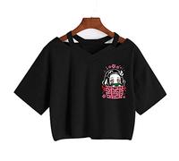 zhedu Anime Kamado Nezuko T-Shirt Manica Corta Ombelico Harajuku Y2k Kawaii Stampato Estate delle Donne di Stile Coreano Allentato Studente Manica Corta Top Ins (L,Color 01)