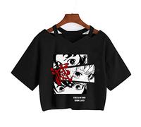 zhedu Anime Kamado Nezuko T-Shirt Manica Corta Ombelico Harajuku Y2k Kawaii Stampato Estate delle Donne di Stile Coreano Allentato Studente Manica Corta Top Ins (M,Color 05)