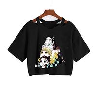 zhedu Anime Kamado Nezuko T-Shirt Manica Corta Ombelico Harajuku Y2k Kawaii Stampato Estate delle Donne di Stile Coreano Allentato Studente Manica Corta Top Ins (XS,Color 07)