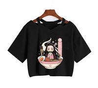 zhedu Anime Kamado Nezuko T-Shirt Manica Corta Ombelico Harajuku Y2k Kawaii Stampato Estate delle Donne di Stile Coreano Allentato Studente Manica Corta Top Ins (XL,Color 06)