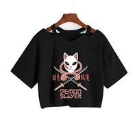 zhedu Anime Kamado Nezuko T-Shirt Manica Corta Ombelico Harajuku Y2k Kawaii Stampato Estate delle Donne di Stile Coreano Allentato Studente Manica Corta Top Ins (XS,Color 03)