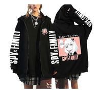 zhedu Anime Spy X Family Felpe con Cerniera Hip Hop Streetwear Felpe Calde Y2k Cappotti Punk Moda Tasche A Maniche Lunghe Top (Color 04,S)