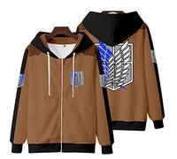 zhedu AOT Felpa con Cappuccio da Uomo Harajuku Anime Stampato in 3D Felpa Fashion Zip Up Manica Lunga Shingeki No Kyojin Streetwear Unisex (4XL,Color 2)