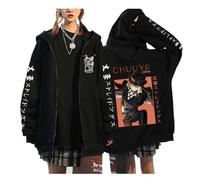 zhedu Bungou Stray Dogs Pullover con Cerniera Taglie Forti Felpe con Cappuccio Manga Anime Giapponesi Unisex per Adolescenti Harajuku Spalla Cadente Casual Hip Hop Streetwear (Color 03,M)
