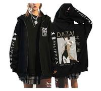 zhedu Bungou Stray Dogs Pullover con Cerniera Taglie Forti Felpe con Cappuccio Manga Anime Giapponesi Unisex per Adolescenti Harajuku Spalla Cadente Casual Hip Hop Streetwear (Color 04,L)