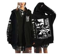 zhedu Bungou Stray Dogs Pullover con Cerniera Taglie Forti Felpe con Cappuccio Manga Anime Giapponesi Unisex per Adolescenti Harajuku Spalla Cadente Casual Hip Hop Streetwear (Color 02,XL)