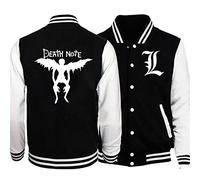 zhedu Death Note Giacca da Baseball Uomo Donna Moda Baseball Camicia Anime Sport Giacca Baseball Jersey Overshirt Felpa con Cappuccio (S,Color 01)