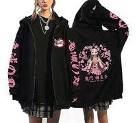 zhedu Kamado Nezuko Felpa con Cappuccio con Zip Carino Graphic Harajuku Manica Lunga Y2k Casual Oversize Hip Hop Punk Streetwear Coat (M,Color 01)