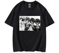 zhedu Maglietta Anime Giapponese Bungou Stray Dogs Harajuku Manica Corta Graphic Fashion Unisex Summer Cartoon Top (L,Color 01)