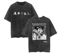 zhedu Magliette Anime Nuove E Lavate AOT Grafiche Oversize A Maniche Corte alla Moda Traspiranti con Stampa Fronte-Retro con Spalle Cadenti (Color 05,XS)