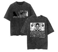 zhedu Magliette Anime Nuove E Lavate AOT Grafiche Oversize A Maniche Corte alla Moda Traspiranti con Stampa Fronte-Retro con Spalle Cadenti (Color 06,3XL)