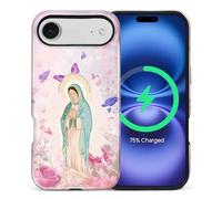 ZHEGAILIAN Custodia magnetica per iPhone 17 Air, compatibile con MagSafe Hard Shell + morbido silicone 2 in 1 ibrida antiurto antiurto custodia protettiva dea floreale farfalla