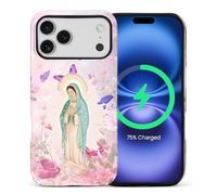 ZHEGAILIAN Custodia magnetica per iPhone 17 Pro Max, compatibile con MagSafe Hard Shell + morbido silicone 2 in 1 ibrida antiurto antiurto custodia protettiva dea floreale farfalla
