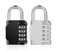ZHEGE Lucchetti a combinazione per esterni, resistenti, resistenti alle intemperie, per esterni, per cancelli, capannoni, 4 cifre, per palestra, armadietti scolastici, confezione da 2 (nero e argento)