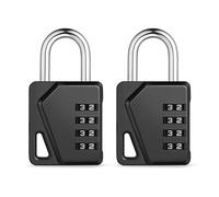ZHEGE Lucchetto Armadietto Palestra, Lucchetto Palestra a 4 Cifre Targhette Fai Da Te, Lucchetto Combinazione, Lucchetto con Combinazione per Cancello, Scuola, Garage (Nero, 2 Pezzo)
