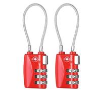 ZHEGE Lucchetto Valigia Aereo, Lucchetto Armadietto per Cavi, Lucchetto flessibile per Valigie e Bagagli da Viaggio, Lucchetto Con Combinazione a 3 cifre (Rosso, 2 Pezzi)
