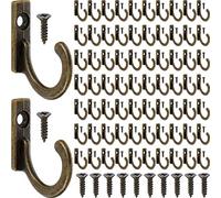 Zhehao 100 pezzi gancio semplice da parete ganci per vestito, ganci per cappotto, 110 viti per chiave appesa ganci gioielli (bronzo)