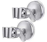 Zhehao 2 Pezzi Porta Doccia Testa Regolabile Ventosa Portatile Staffa di Montaggio in Plastica ABS con Cromo Lucido per Marmo Vetro Metallo Ceramica (Chiave Argento)