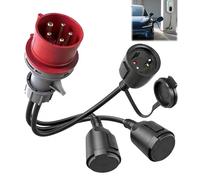 ZHEHNSA CEE Adattatore 16A distributore di corrente forte spina CEE adattatore 400V su 230V x3, campeggio con coperchio pieghevole e spina di protezione per industria,caravan, esterno