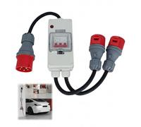 ZHEHNSA Pesante Adattatore 32 A a 16 A x2 400V con interruttore automatico, 5 poli rame puro 1,5 M IP44, adattatore CEE 16A distributore ad alta tensione, per roulotte, industria