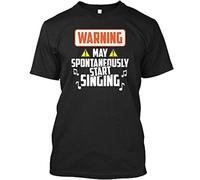 zhen xin cai Machine Washable Singing-Warning May Spontaneously Start Stylish T-Shirt Black T-Shirt Black XXL