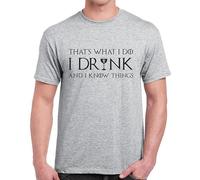 zhen xin cai Thats What I Do I Drink And I Know Things T Shirt Vintage Tee T-Shirt Grey XL