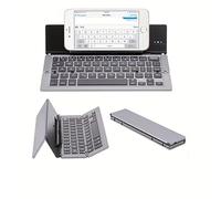 ZhenBaoTian Tastiera pieghevole wireless Bluetooth doppia, portatile, da viaggio, pieghevole, senza fili, ricaricabile tramite USB, per computer, Windows, smartphone, 87 tasti (grigio)