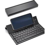 ZhenBaoTian Tastiera pieghevole wireless Bluetooth doppia, portatile, da viaggio, pieghevole, senza fili, ricaricabile tramite USB, tastiera divisa per computer, Windows, smartphone, 87 tasti (nero)