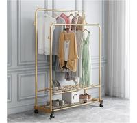ZHENCHAO Appendiabiti, Doppio Appendiabiti Resistente - Appendiabiti Indipendente con Ripiani a 2 Livelli, 4 Ruote, Perfetto per Cappotti, Vestiti, Camicie e Vestiti - Supporto in Metallo r