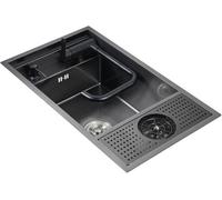 ZHENCHAO Cucina Ristorante Bar Lavello Nascosto con Lavatazze Lavello Domestico con Rubinetto Pieghevole Lavello Singola Salvaspazio Lavelli per Piscina con Acqua per Piatti (Color : Black