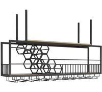ZHENCHAO Espositore per Vino Moderno da Parete, espositore per Vino da soffitto, Grandi espositori per Vino sospesi, mensola Galleggiante per Bar Industriale, espositore per Bottiglie di VI