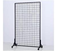 ZHENCHAO Pannello espositivo a griglia Metallica Nera con Ruote - 60x160 cm, Supporto per Schermo divisorio a griglia per espositori da Mercato e organizzazione del Negozio