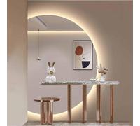 ZHENCHAO Specchio da Bagno Intelligente a Mezzaluna, 51"x35", Grande Specchio da toeletta con Illuminazione a LED, dimmerabile, antiappannamento, Senza Cornice, infrangibile, Decorazione PE