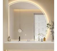 ZHENCHAO Specchio da Bagno Intelligente Rotondo da 1/4" con Cornice a Mezzaluna, Specchio da Parete per Il Trucco, 40" con retroilluminazione a LED dimmerabile, Decorazione per la casa, Ant