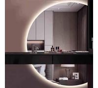 ZHENCHAO Specchio da Parete per Il Bagno semicircolare, Specchio LED per Ingresso Senza Cornice retroilluminato a Mezzaluna, antiappannamento e dimmerabile, per spogliatoio (Sinistra, 70x11