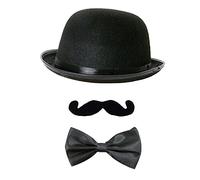 ZHENGCI Cappello a cilindro Vintage Cosplay Mago Cappelli & Baffi Finti & Papillon Set Top Cofano Uomo Cosplay Stage Forniture