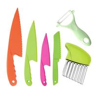 Zhenghebuy Coltelli da Cucina per Bambini,6 Pezzi Coltelli Colorati,Coltelli per Patate,Coltello da Frutta in Plastica,Coltelli di Sicurezza per Insalata,Torte,Verdure