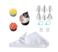 Zhenghebuy sac à Poche USA e Getta,100 Pezzi Tasca da Pasticcere,6 Beccucci,2 Frizione per Beccucci,2 Anelli in Gomma per Decorare Torte,Biscotti,Dessert