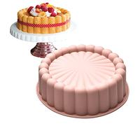 ZHENGJING Stampo rotondo in silicone antiaderente da 20,3 cm, per cheesecake, fragole, tortine, tortine al cioccolato (blu), rosa