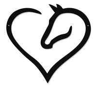 Zhengmy Targa in metallo a forma di cuore con cavallo, decorazione artistica da parete, testa di cavallo, decorazione per stanza occidentale, in metallo, da appendere, ornamento decorativo da