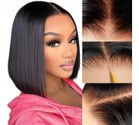 ZHENGON Parrucche Bob Glueless Capelli Umani Pre pizzicati Pre Tagliati 6x4 HD Trasparente Pizzo Frontale Parrucche Dei Capelli Umani Densità 150% Wear and Go Breve Parrucche dritte per donne nere