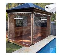 ZHENGQIAN Telone Trasparente con Cerniera,Telone Trasparente 680g/m²,0.5mm Telone in PVC,Impermeabile, Trasparente, con Occhielli,Resistente agli Strappi e ai Raggi UV(H2.6xW2.5M/H8.53xW8.2ft)