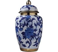 ZHENGYUSW Vasi ceramici del barattolo dello zenzero con il tè del coperchio del tempio del vaso floreale della porcellana blu e bianca della disposizione dell'oro