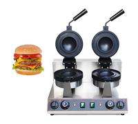 zhenmaster Macchina Panini Press Professionale 2600W - Waffle Maker Doppia Testa con Timer 0-5 Min - Stampo Antiaderente 10cm - Adatto a Locali Commerciali e Casa(Double Head)