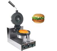 zhenmaster Macchina Panini Press Professionale 2600W - Waffle Maker Doppia Testa con Timer 0-5 Min - Stampo Antiaderente 10cm - Adatto a Locali Commerciali e Casa(Single Head)