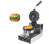 zhenmaster Macchina per Waffle Hamburger - Pressa Doppia Testa 2600W - Piastra Antiaderente da 10cm - Timer 5 Min - Temperatura 50-300°C - Struttura in Acciaio Inox(Single Head)