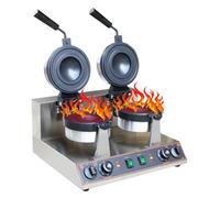 zhenmaster Macchina Ufo Burger Waffle Maker 1300W/2600W - Pressa Hamburger Professionale Antiaderente 50-300℃ con Timer - Acciaio Inox per Paninoteche, Bar, Chioschi e Casa(Double Head)