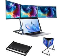 zhenmaster Monitor Tri-Pieghevole Per Laptop, Estensore Triplo Schermo 1080P IPS Da 15,6", USB-C E HDMI, Monitor Per La Produttività In Viaggio Con Rotazione A 360° E Angoli Di Visuale Regolabili